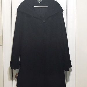 Black hooded dress coat